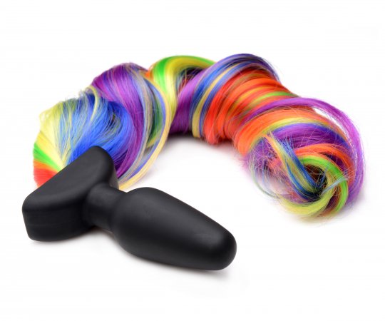 Remote Control Vibrating Rainbow Pony Tail Anal Plug