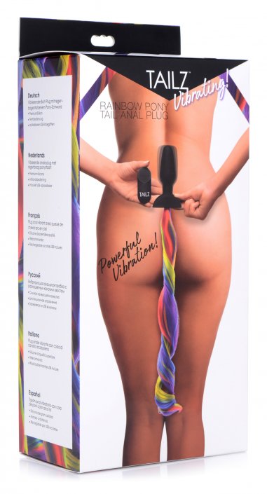 Remote Control Vibrating Rainbow Pony Tail Anal Plug